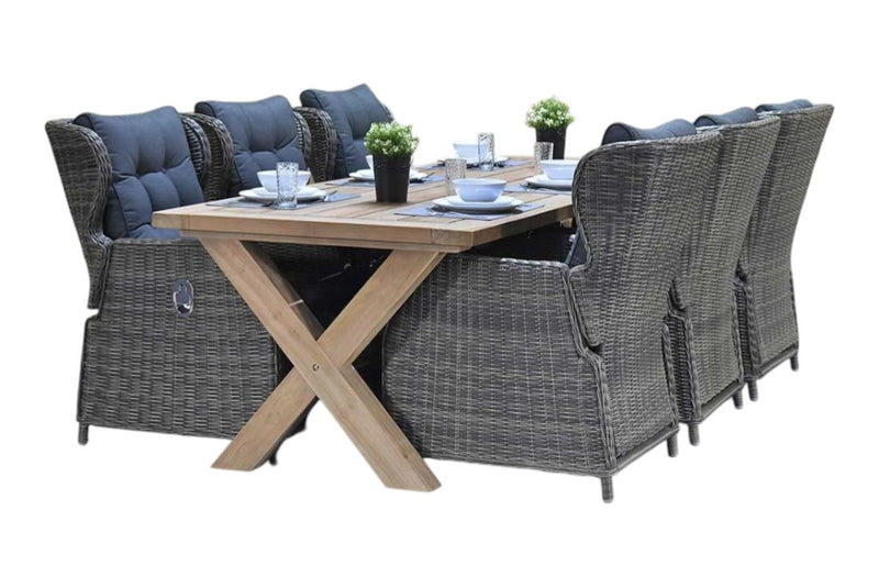 Norwich-Barcelona verstelbare Tuinset 6 Personen - Teak / Kobo Grey