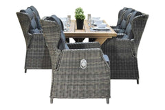 Norwich-Barcelona verstelbare Tuinset 6 Personen - Teak / Kobo Grey