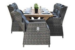 Norwich-Barcelona verstelbare Tuinset 6 Personen - Teak / Kobo Grey