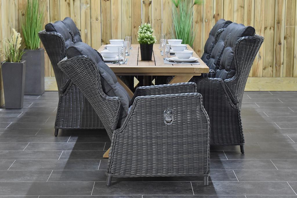 Norwich-Barcelona verstelbare Tuinset 6 Personen - Teak / Rock Grey