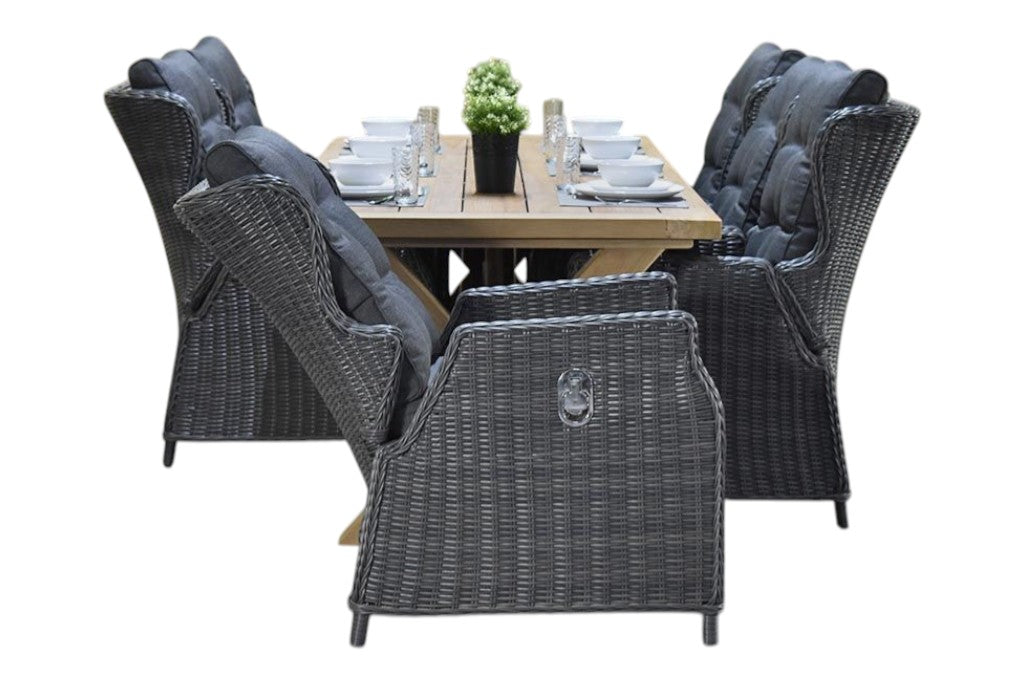 Norwich-Barcelona verstelbare Tuinset 6 Personen - Teak / Rock Grey