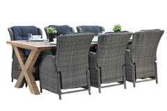 Norwich-Darwin verstelbare Tuinset 6 Personen - Teak / Kobo Grey