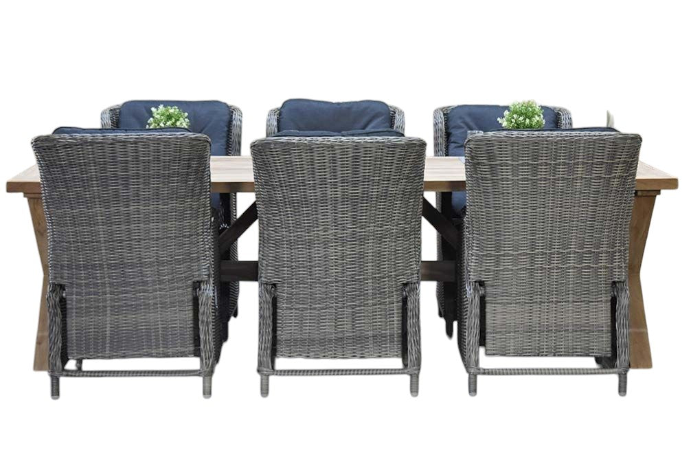 Norwich-Darwin verstelbare Tuinset 6 Personen - Teak / Kobo Grey