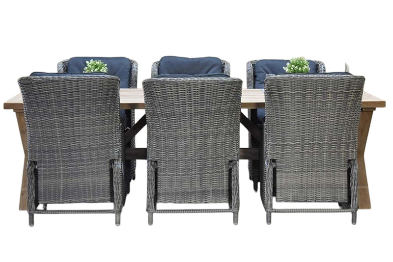 Norwich-Darwin verstelbare Tuinset 6 Personen - Teak / Kobo Grey