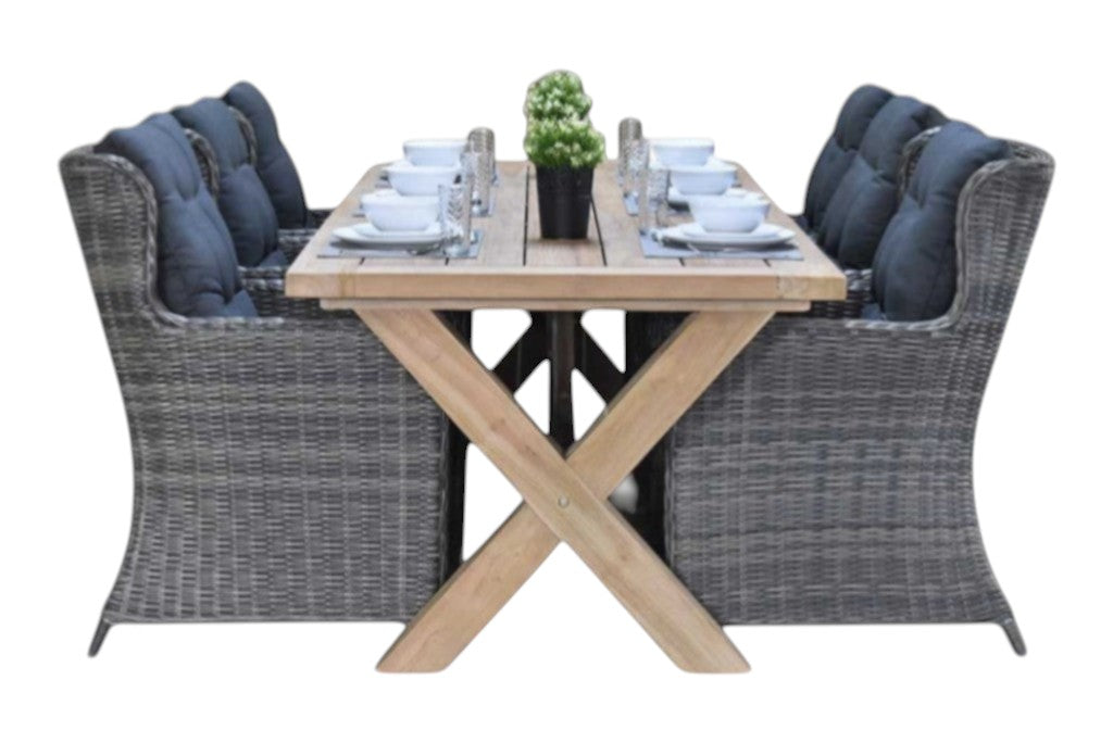 Norwich-Delano Tuinset 6 Personen - Teak / Kobo Grey