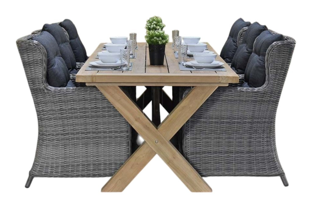Norwich-Delano Tuinset 6 Personen - Teak / Natural Grey