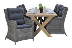 Norwich-Delano Tuinset 6 Personen - Teak / Natural Grey