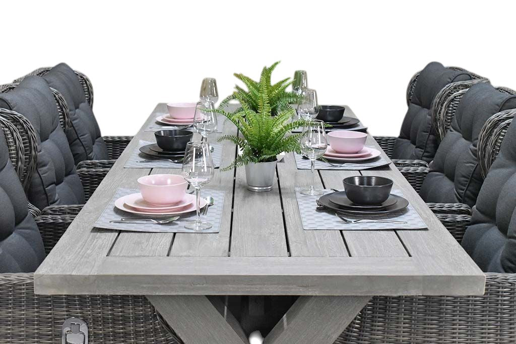 Norwich-Barcelona verstelbare Tuinset 6 Personen - Acacia / Kobo Grey