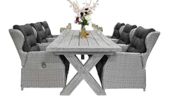 Norwich-Barcelona verstelbare Tuinset 6 Personen - Acacia / Light Kobo Grey
