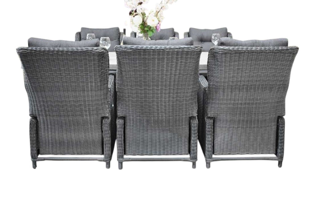 Norwich-Barcelona verstelbare Tuinset 6 Personen - Acacia / Rock Grey