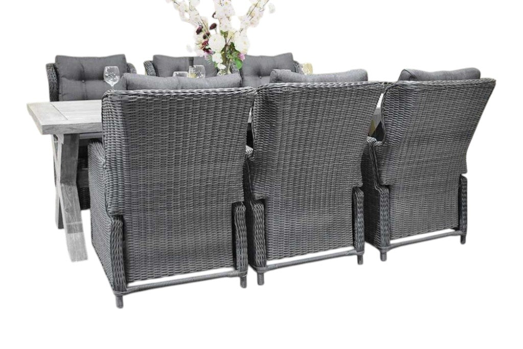 Norwich-Barcelona verstelbare Tuinset 6 Personen - Acacia / Rock Grey