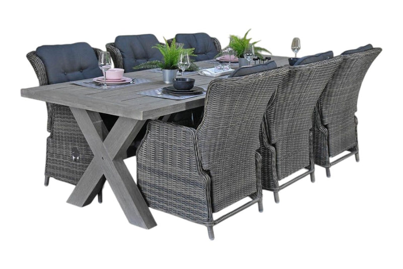 Norwich-Darwin verstelbare Tuinset 6 Personen - Acacia / Kobo Grey