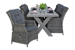 Norwich-Darwin verstelbare Tuinset 6 Personen - Acacia / Kobo Grey