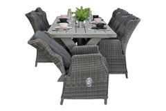Norwich-Darwin verstelbare Tuinset 6 Personen - Acacia / Kobo Grey