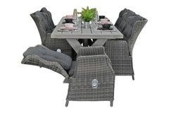 Norwich-Darwin verstelbare Tuinset 6 Personen - Acacia / Kobo Grey