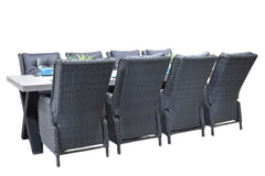 Norwich- Marling verstelbare Tuinset 8 Personen - Polystone, Gepoedercoat staal / Rock Grey