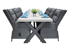 Norwich- Marling verstelbare Tuinset 8 Personen - Polystone, Gepoedercoat staal / Rock Grey