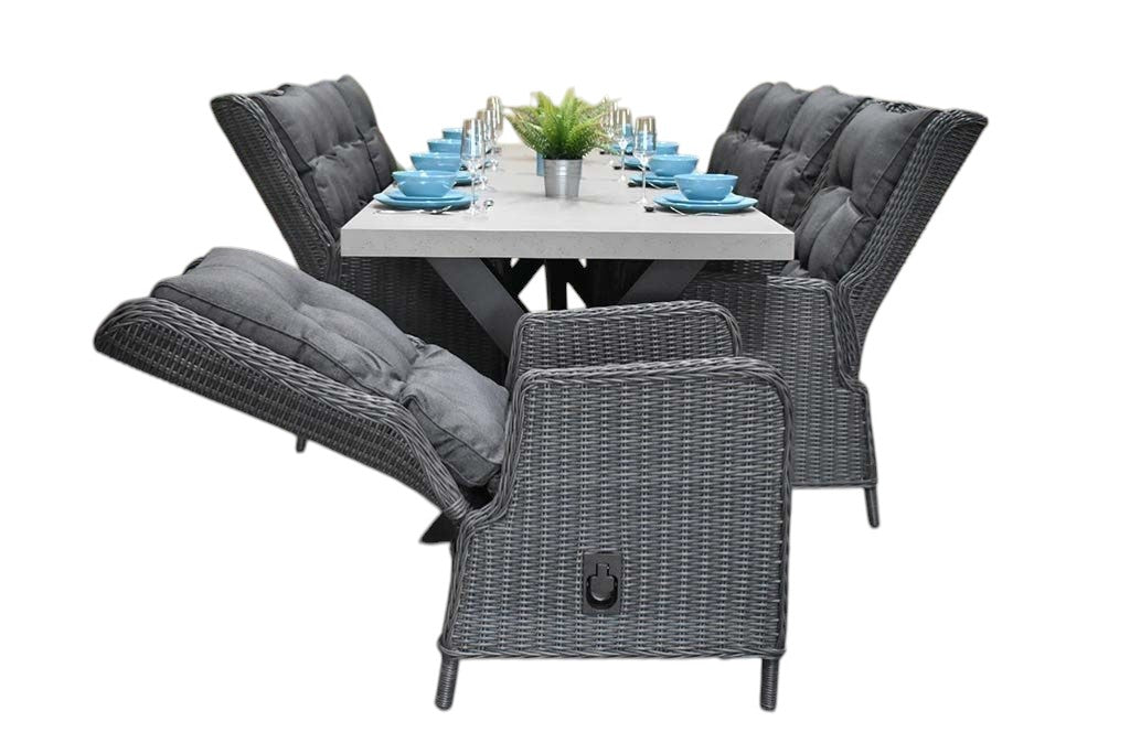 Norwich- Marling verstelbare Tuinset 8 Personen - Polystone, Gepoedercoat staal / Rock Grey
