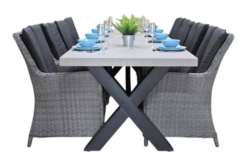 Norwich-Avalon Tuinset 8 Personen - Polystone, Gepoedercoat staal