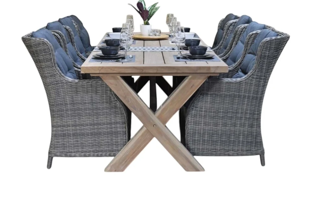 Norwich-Darwin Tuinset 8 Personen - Teak / Kobo Grey
