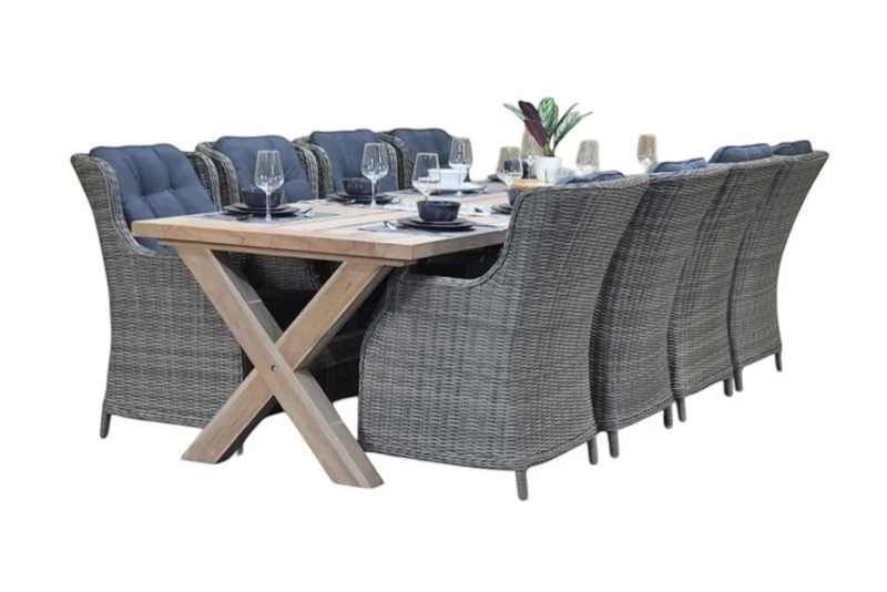 Norwich-Darwin Tuinset 8 Personen - Teak / Kobo Grey