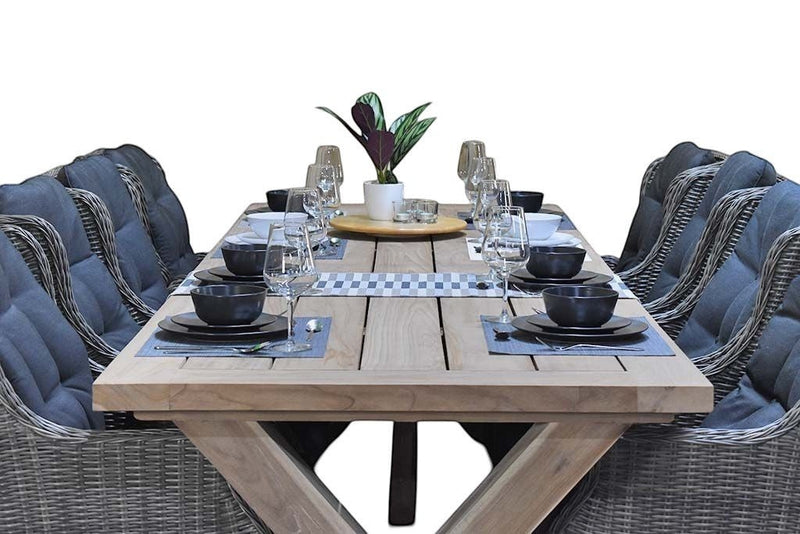 Norwich-Darwin Tuinset 8 Personen - Teak / Kobo Grey