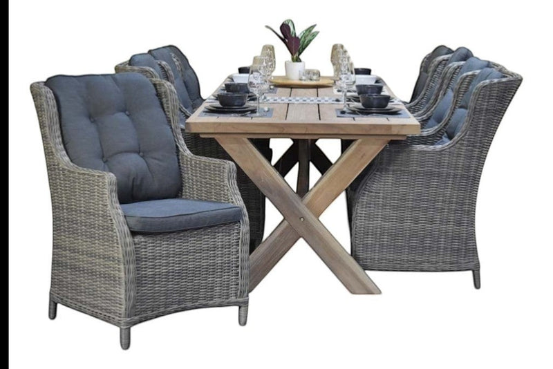 Norwich-Darwin Tuinset 8 Personen - Teak / Kobo Grey