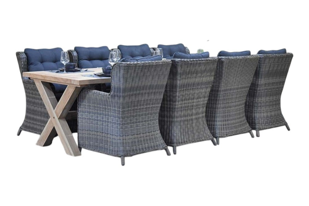Norwich-Delano Tuinset 8 Personen - Teak / Kobo Grey