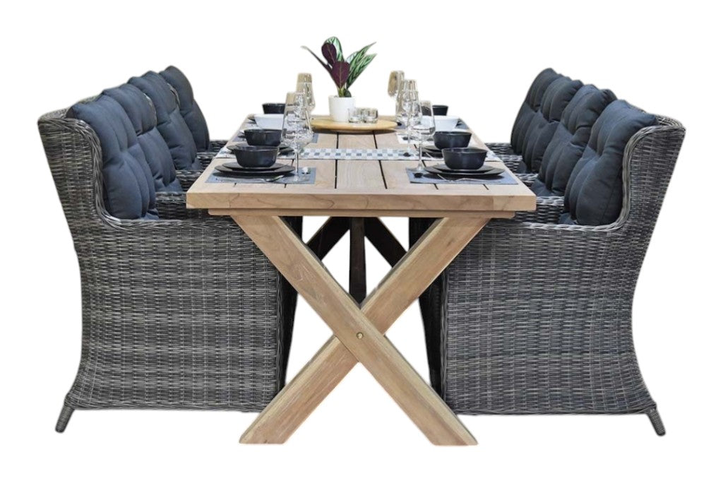 Norwich-Delano Tuinset 8 Personen - Teak / Kobo Grey