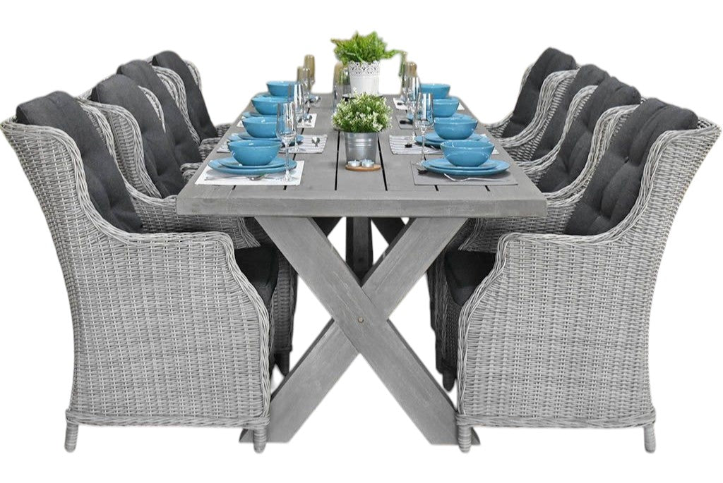 Norwich-Darwin Tuinset 8 Personen - Acacia / Light Kobo Grey