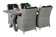 Norwich-Darwin Tuinset 4 Personen - Polystone, Vintage Antique Grey / Light Kobo Grey