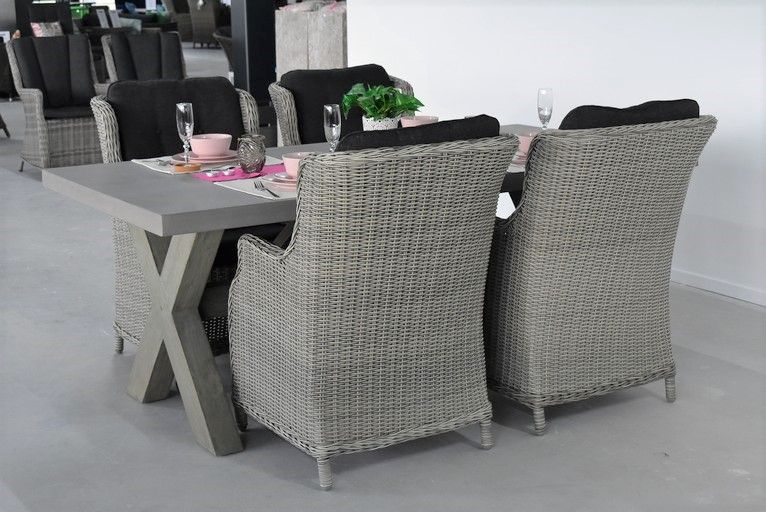 Norwich-Darwin Tuinset 4 Personen - Polystone, Vintage Antique Grey / Light Kobo Grey