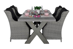 Norwich-Darwin Tuinset 4 Personen - Polystone, Vintage Antique Grey / Light Kobo Grey
