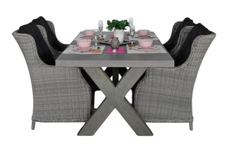 Norwich-Darwin Tuinset 4 Personen - Polystone, Vintage Antique Grey / Light Kobo Grey