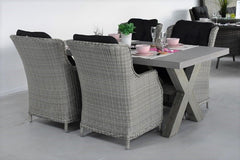 Norwich-Darwin Tuinset 4 Personen - Polystone, Vintage Antique Grey / Light Kobo Grey