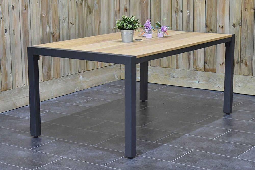 Oklahoma tuintafel 160x100 teak Dark Grey - parasolgat - Outnest