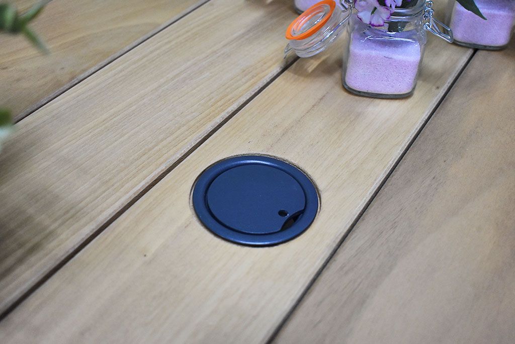 Oklahoma tuintafel 160x100 teak Dark Grey - opstelling - Outnest