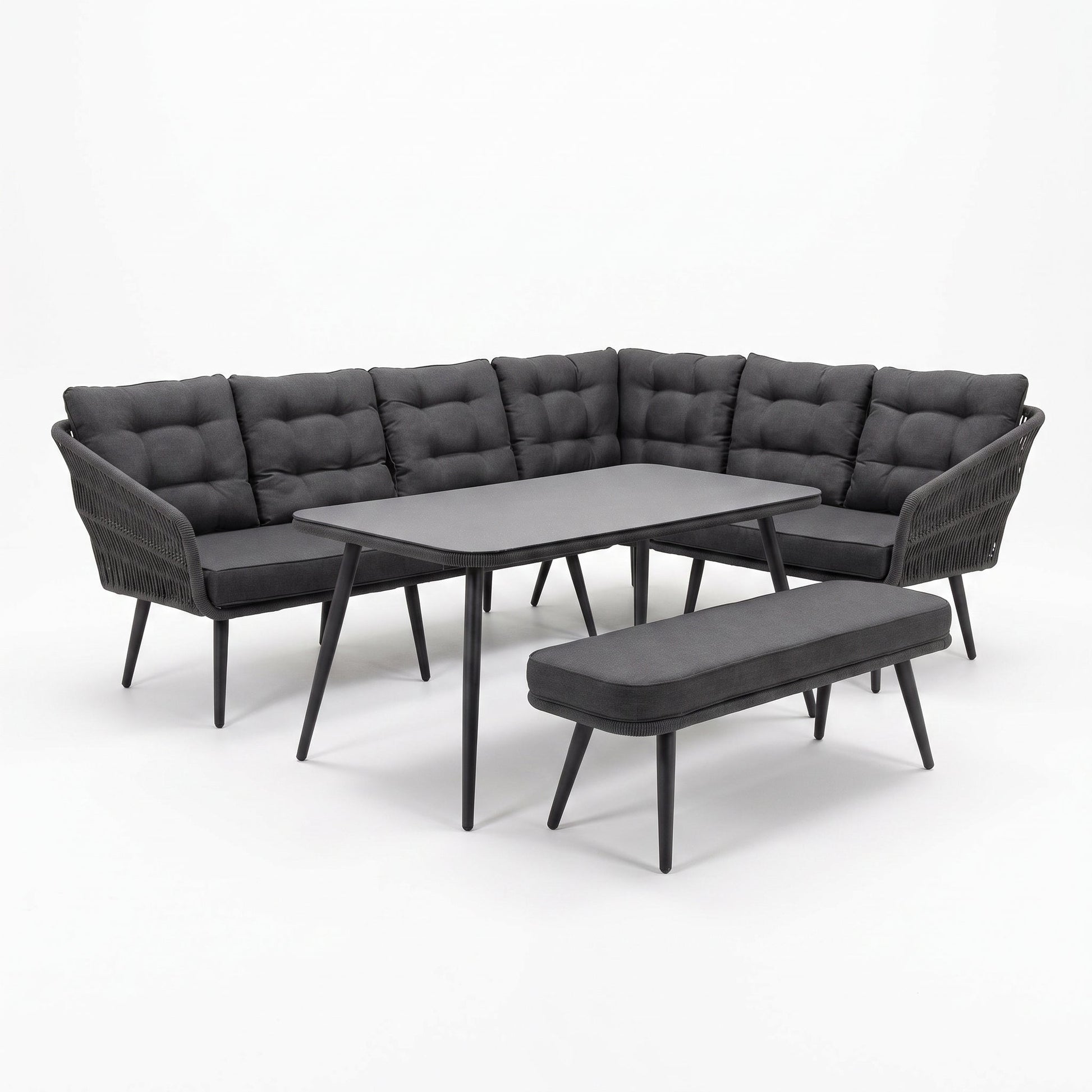 Positano loungeset hoekbank Antracite spiegelbeeld - studiofoto - Outnest