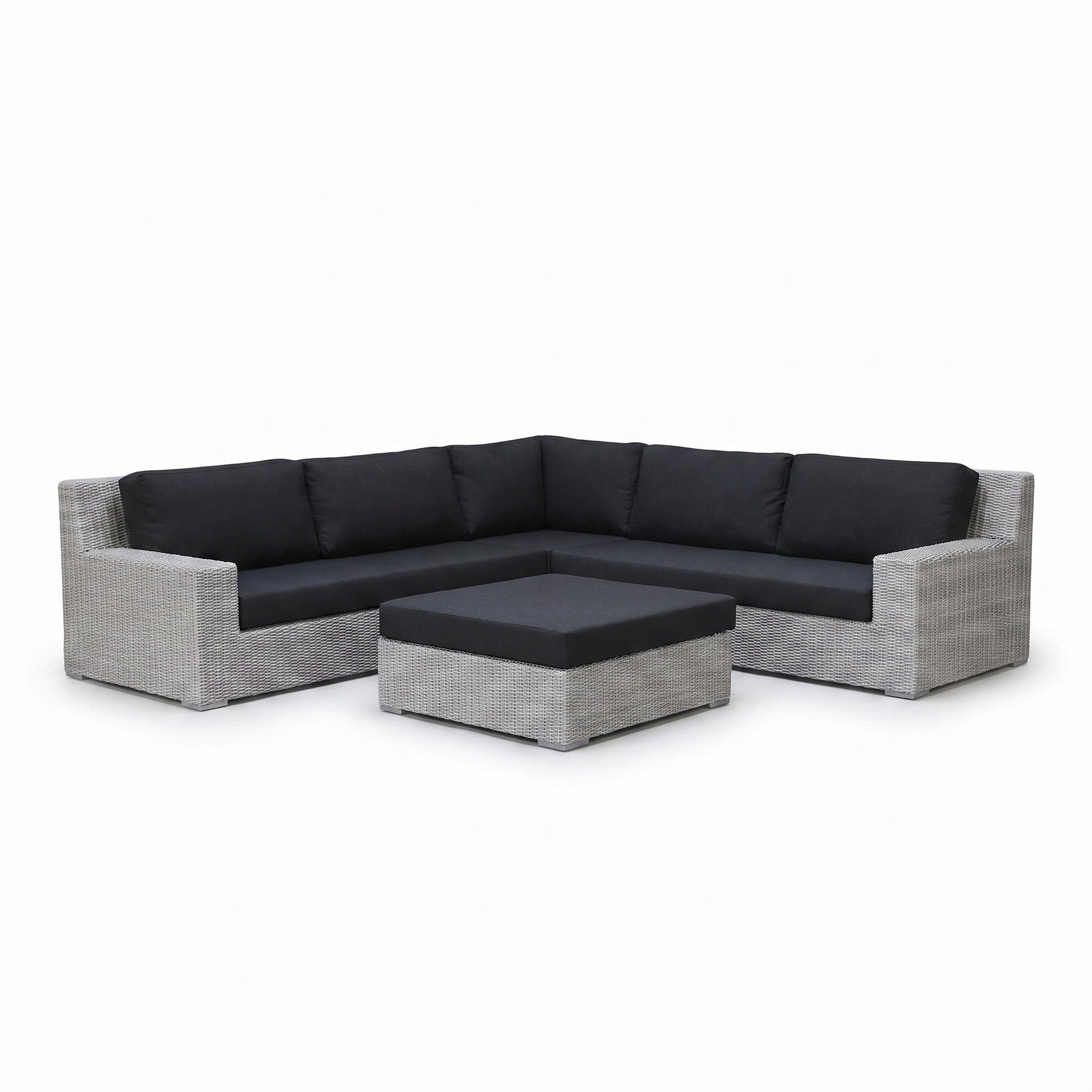 Riga Hoek Loungeset - Light Kobo Grey in een sfeervolle tuin - Outnest tuinmeubelen