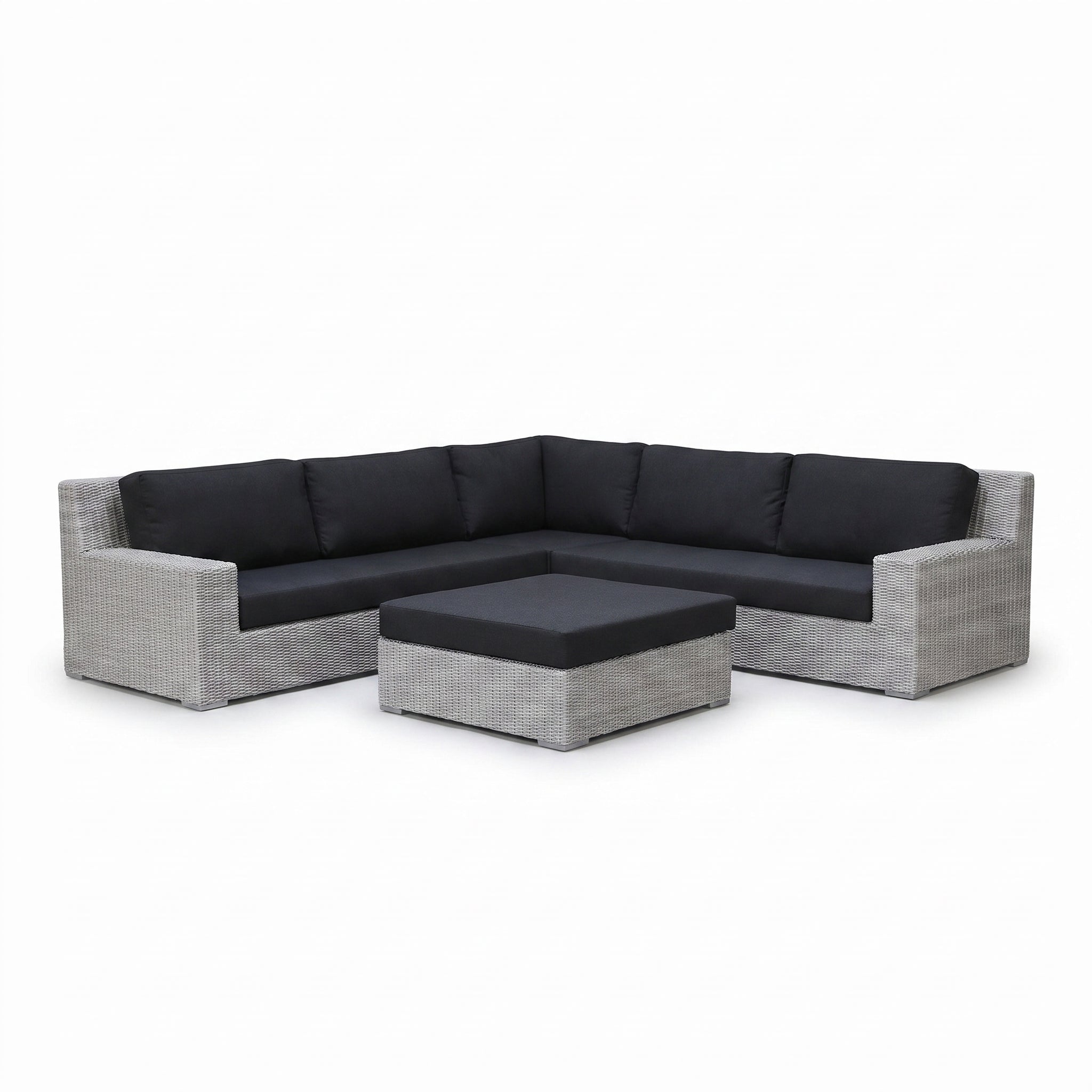 Riga Hoek Loungeset - Light Kobo Grey in een sfeervolle tuin - Outnest tuinmeubelen