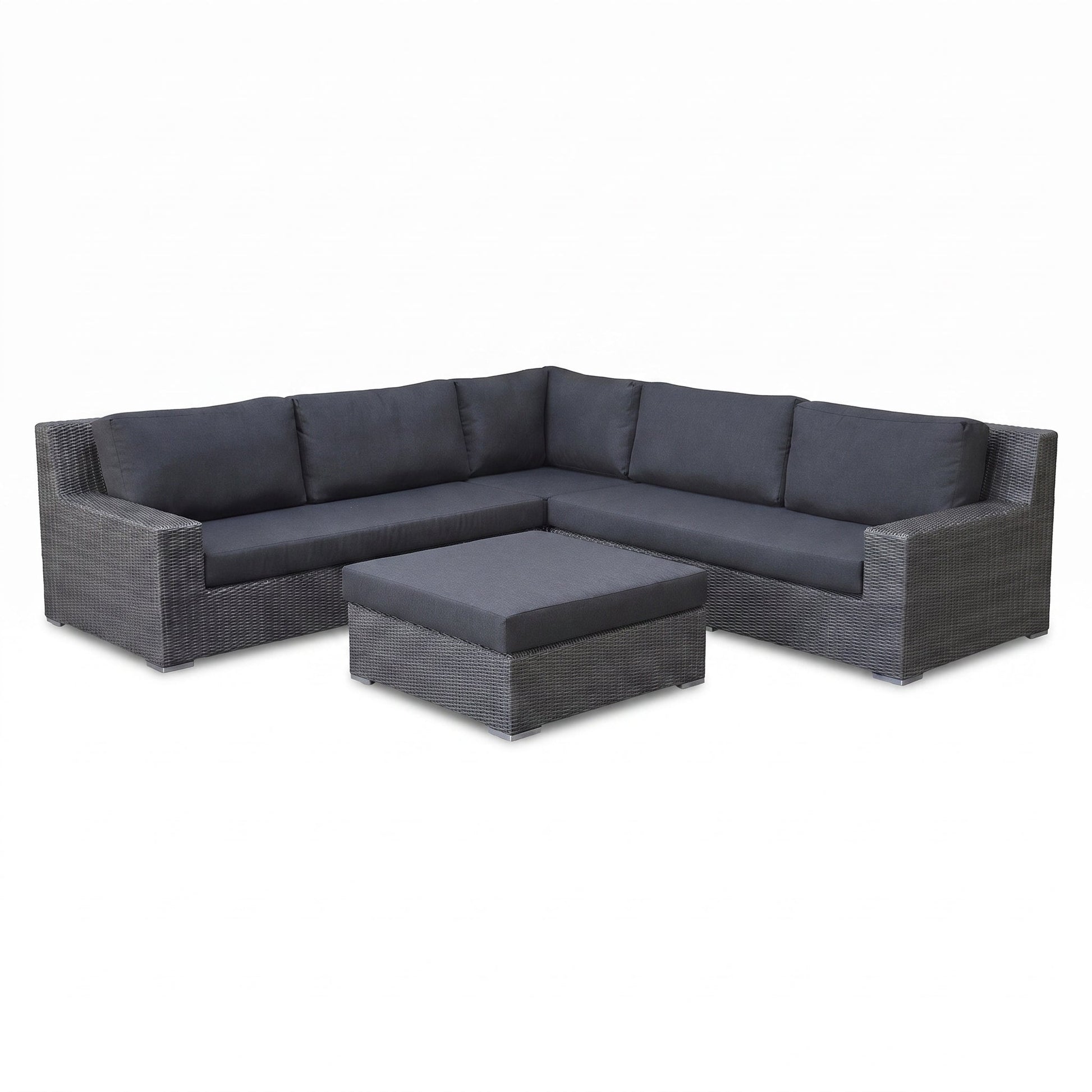 Riga Hoek Loungeset - Rock Grey in een sfeervolle tuin - Outnest tuinmeubelen