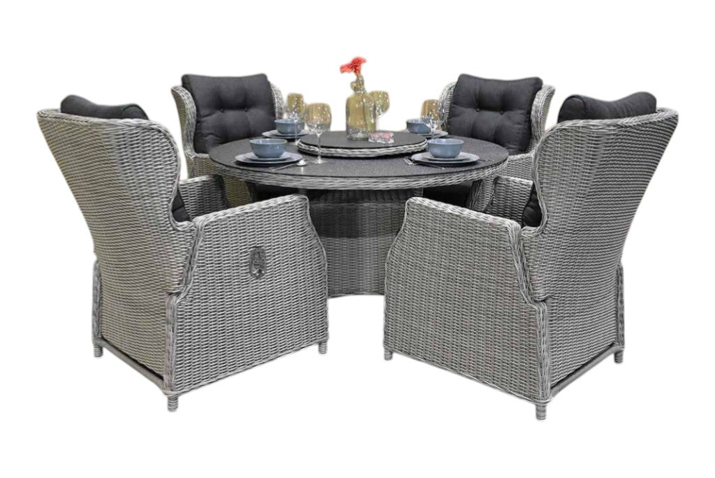 Rio-Barcelona verstelbare Tuinset 4 Personen - Light Kobo Grey