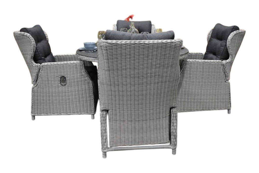 Rio-Barcelona verstelbare Tuinset 4 Personen - Light Kobo Grey