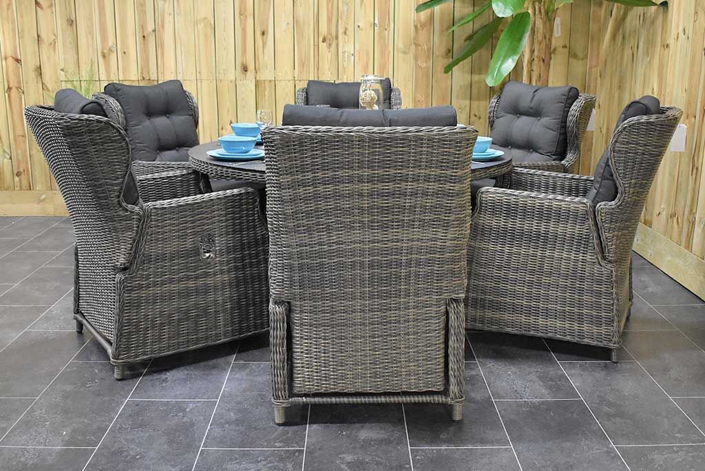 Rio-Barcelona verstelbare Tuinset 6 Personen - Kobo Grey / Spray Stone