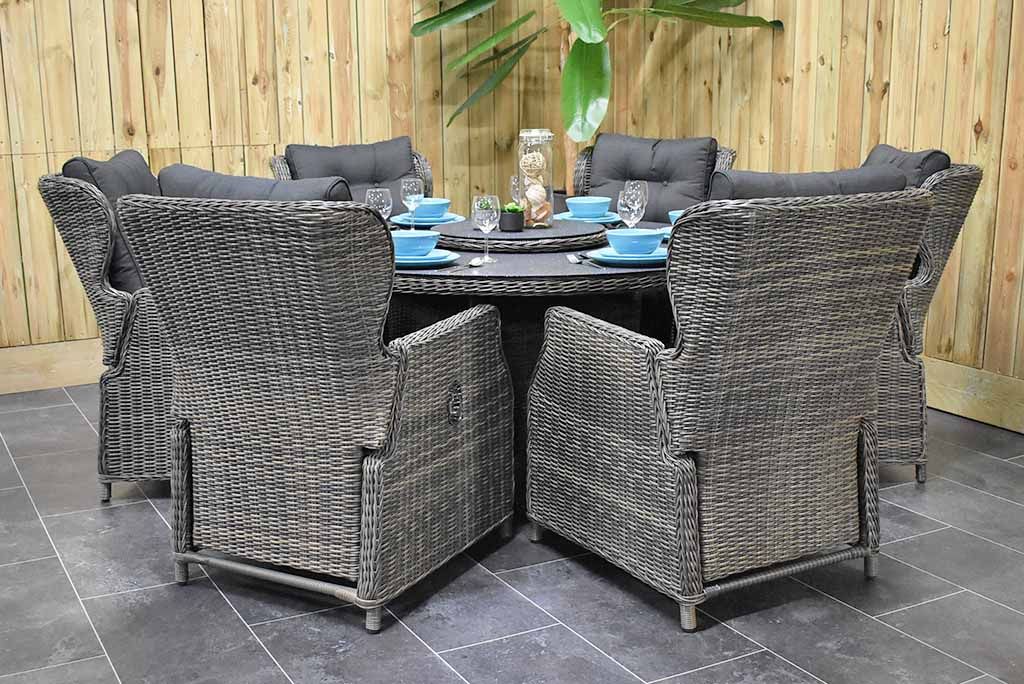 Rio-Barcelona verstelbare Tuinset 6 Personen - Kobo Grey / Spray Stone