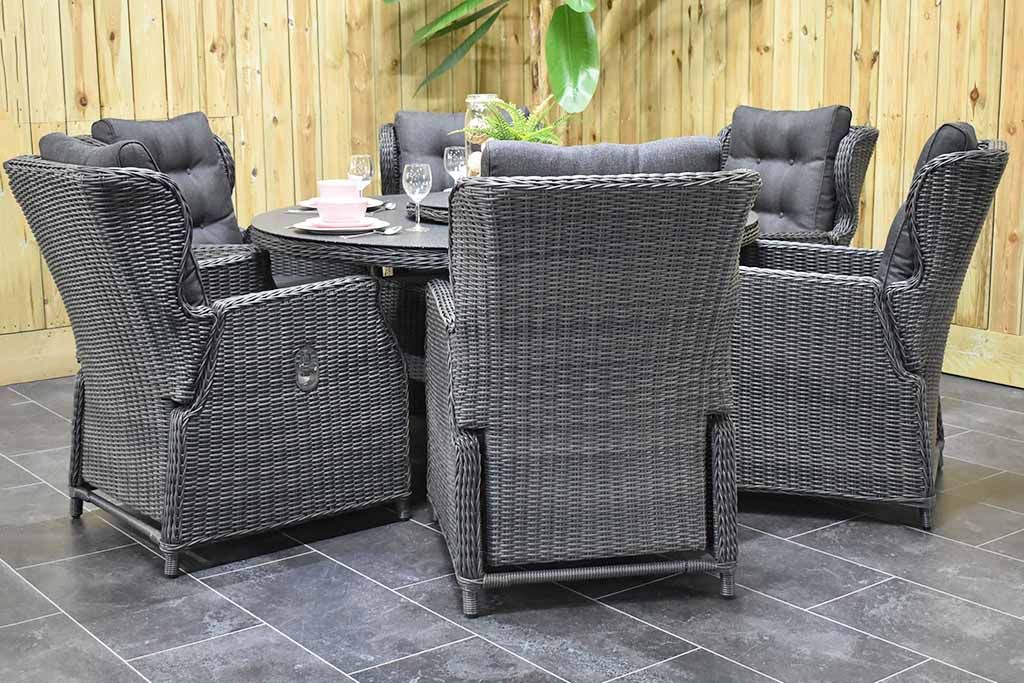 Rio-Barcelona verstelbare Tuinset 6 Personen - Rock Grey / Spray Stone