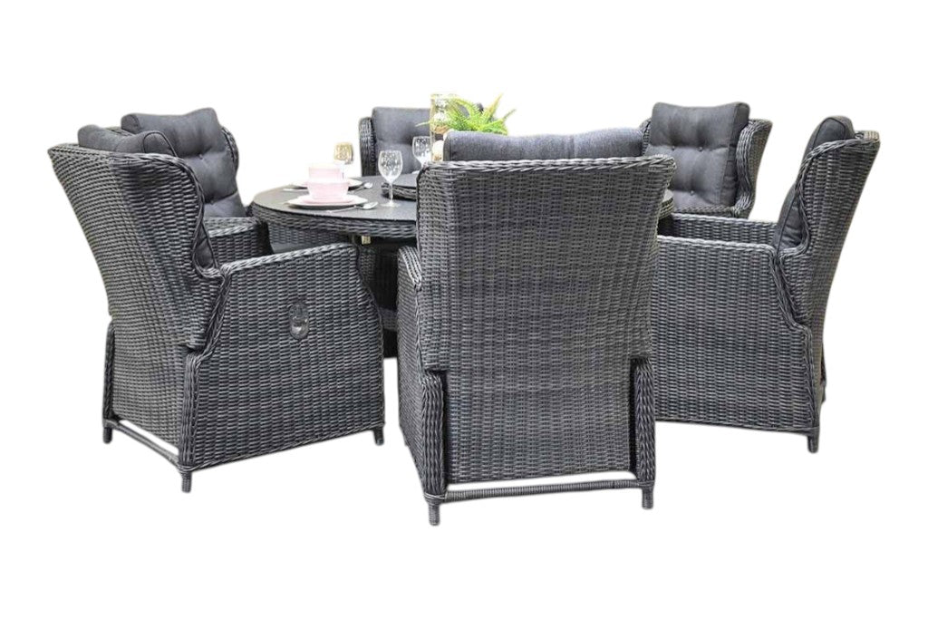 Rio-Barcelona verstelbare Tuinset 6 Personen - Rock Grey / Spray Stone