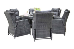 Rio-Barcelona verstelbare Tuinset 6 Personen - Rock Grey / Spray Stone