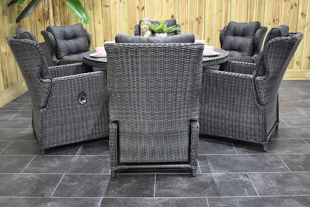 Rio-Barcelona verstelbare Tuinset 6 Personen - Rock Grey / Spray Stone