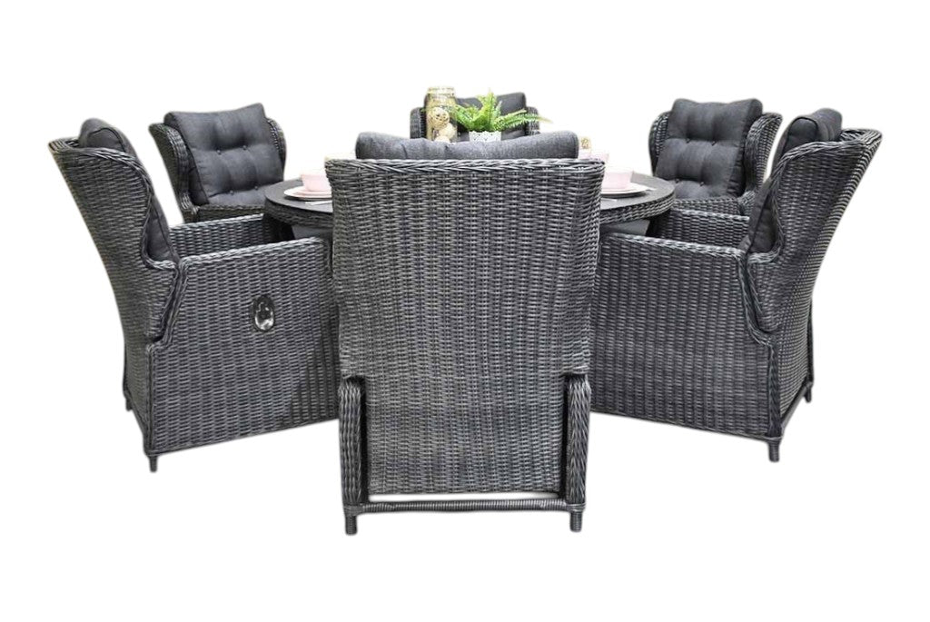 Rio-Barcelona verstelbare Tuinset 6 Personen - Rock Grey / Spray Stone